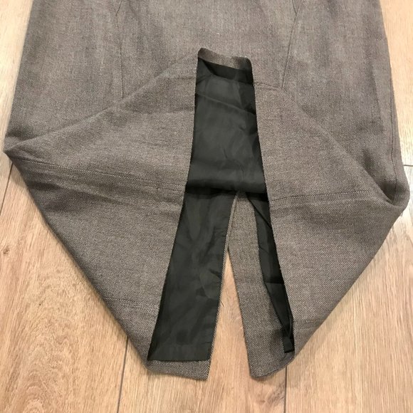 Vintage Wool-Blend Heather Brown Seamed Pencil Skirt - Size 4 - Picture 2 of 12